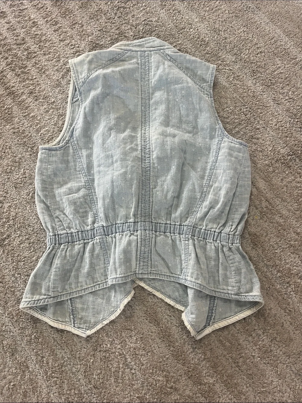 Hei Hei Anthro Light Blue Draped Denim Chambray Festival Cotton Vest Medium